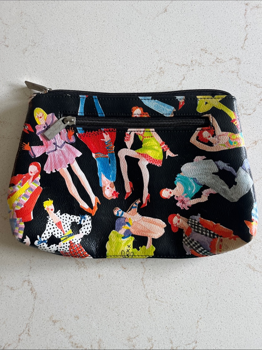Sydney Love Black Multicolor Fashion-Figure Cosmetic Bag